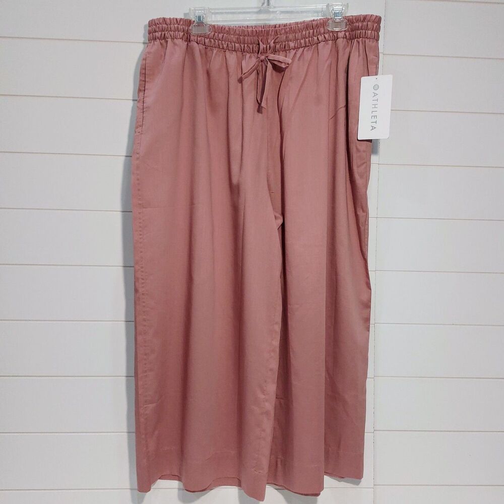 NEW Athleta Women's XL Woven Sleep Culotte 100% Organic Cotton Wide Leg Pant